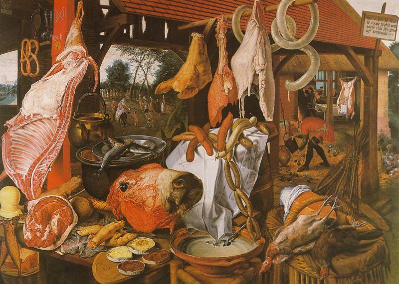 Pieter Aertsen  Butcher's Stall with the Flight into Egypt Sweden oil painting art